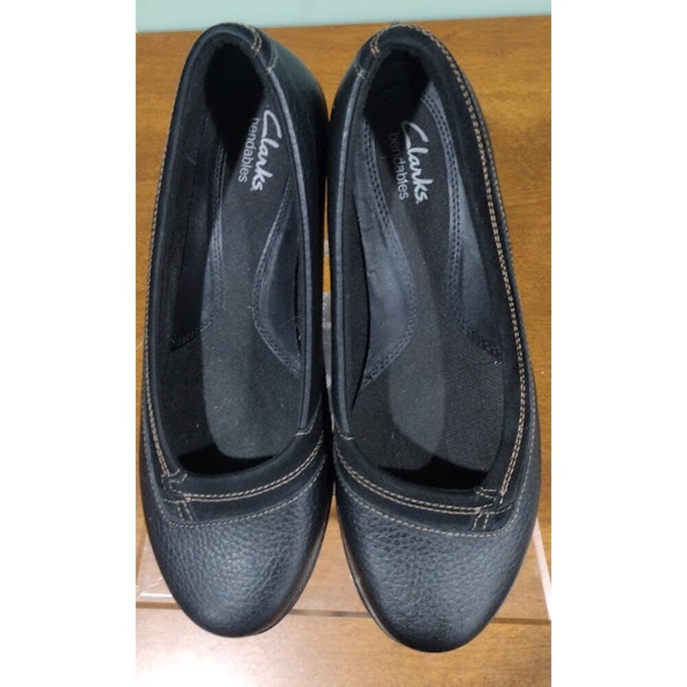 Clarks Bendables Chunky‎ Rubber Soled Slip Ons, Black, Sz 7.5